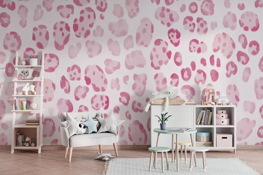 wall murals Leopard print, wool texture, pink color w04112v2