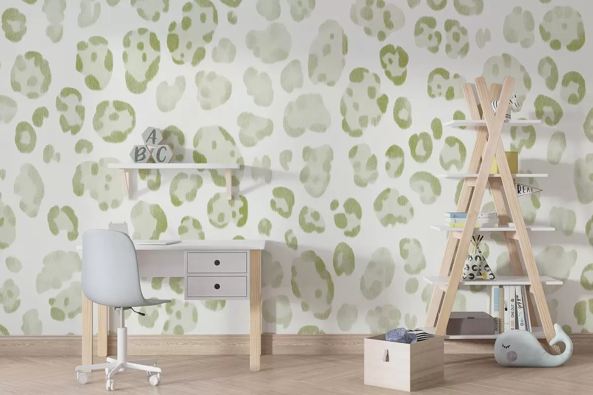 wall murals Leopard print, wool texture, green color w04112v3