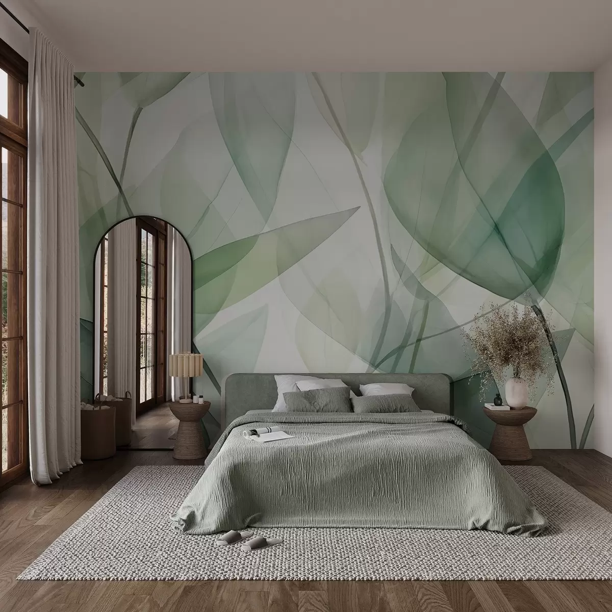 wall murals Transparent veins of leaves w04145