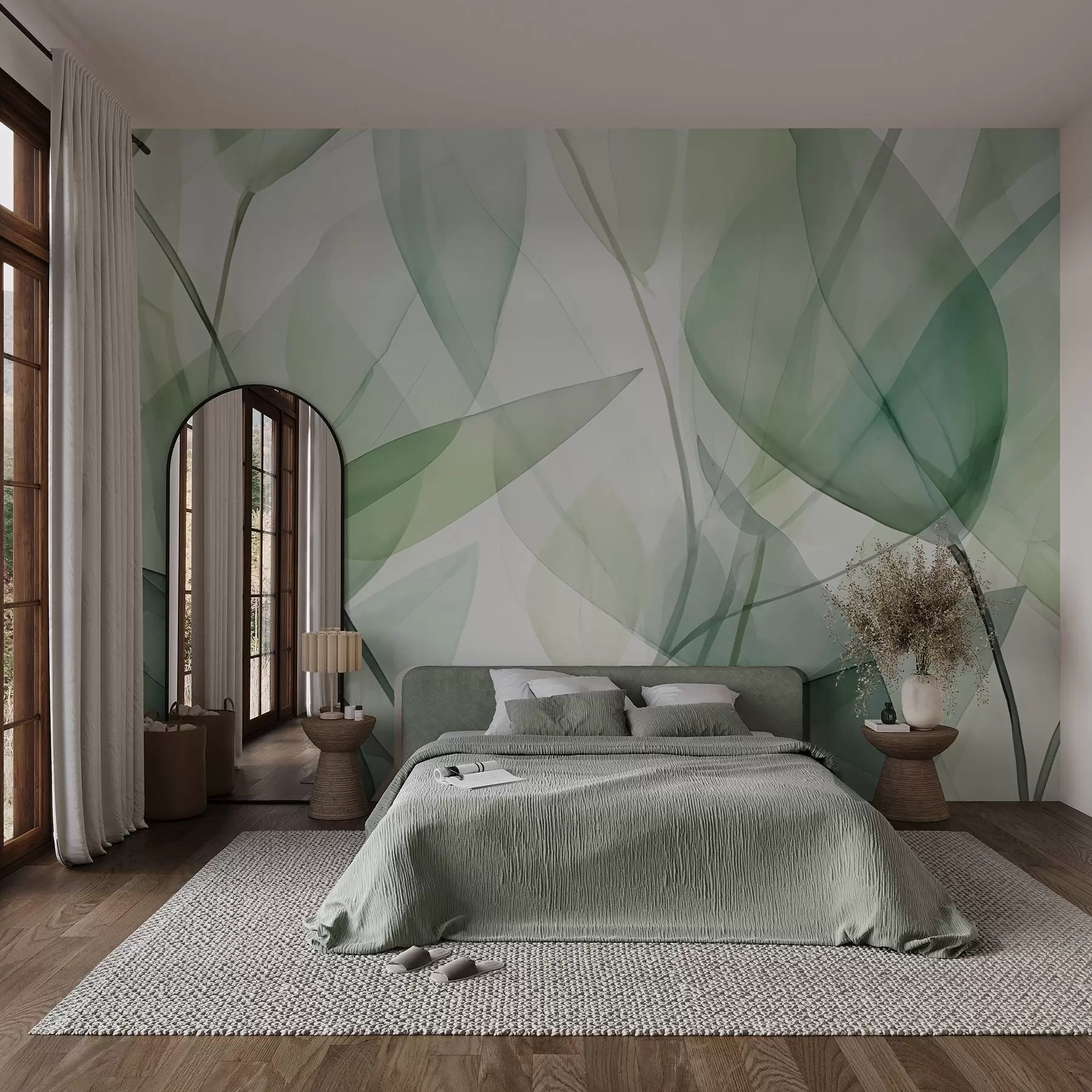 wall murals Transparent veins of leaves w04145