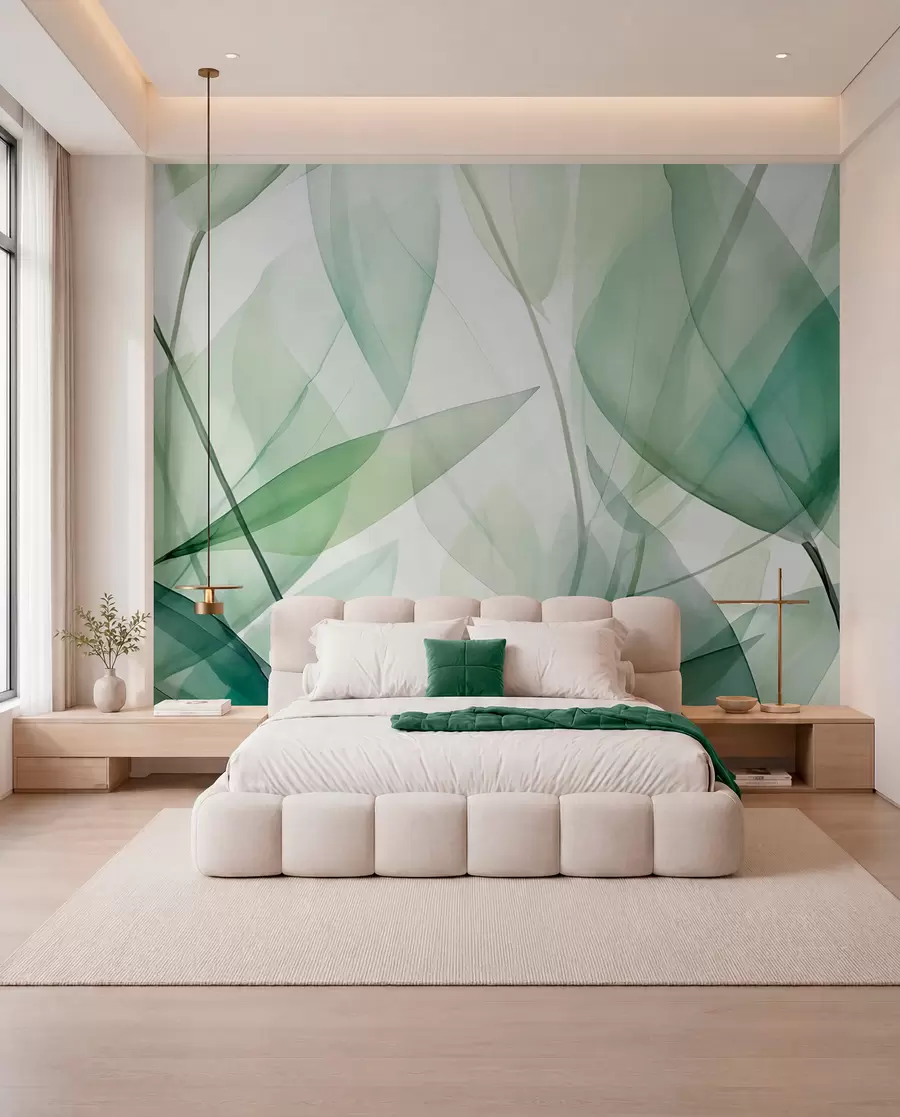 wall murals Green Leaf Overlap w04145