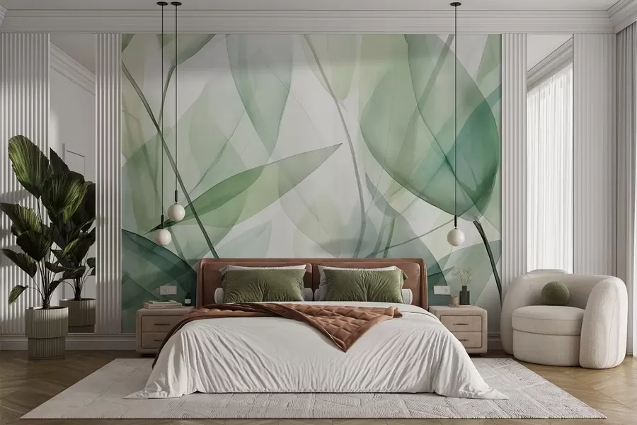 wall murals Transparent veins of leaves w04145