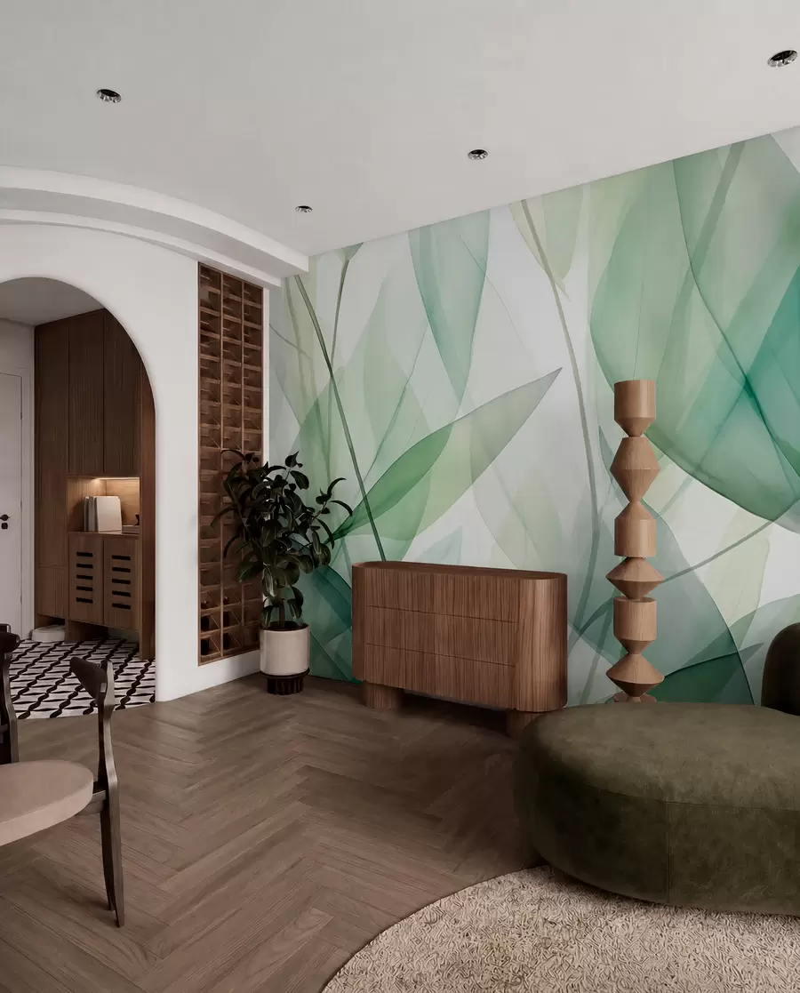 wall murals Transparent veins of leaves w04145