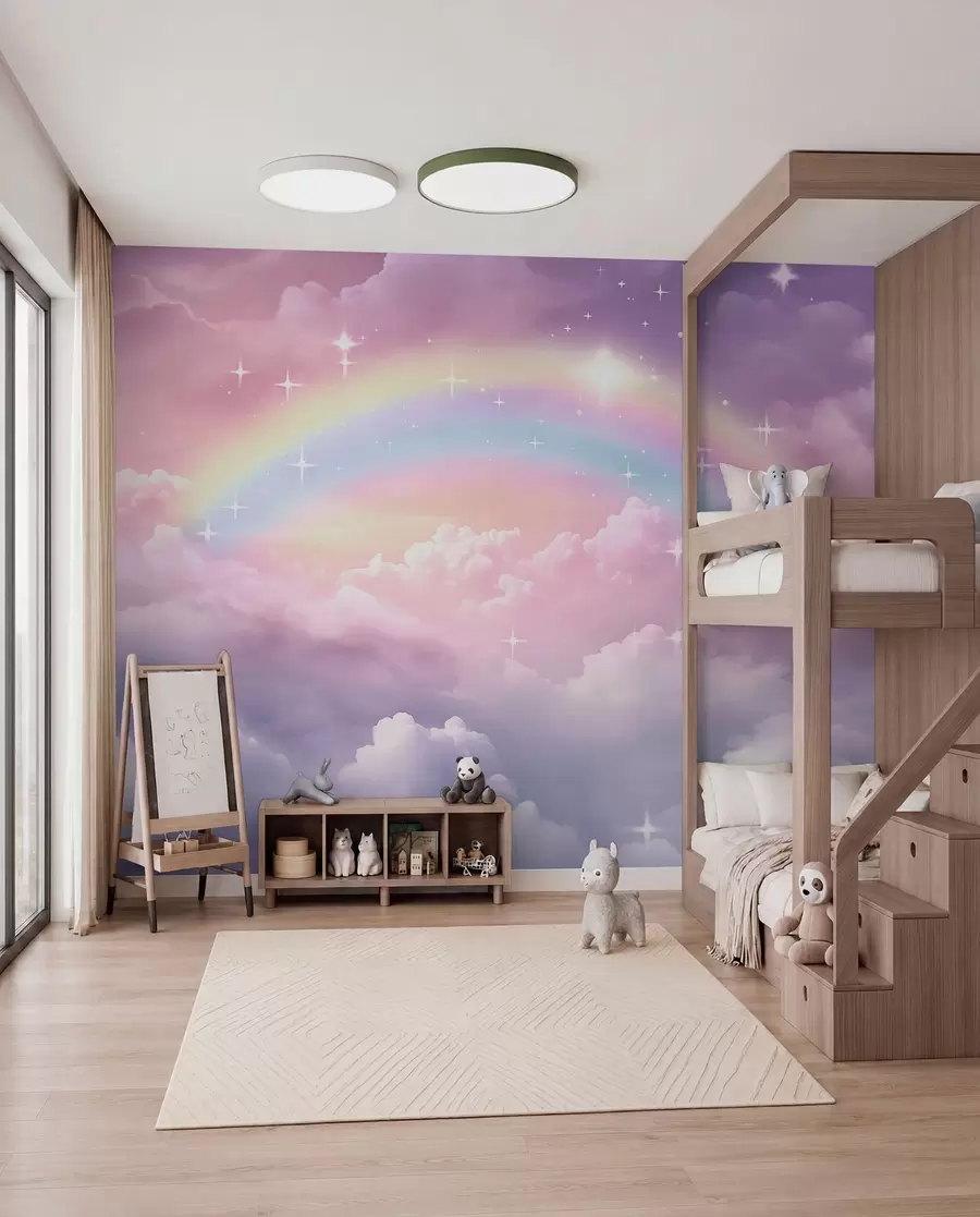 wall murals Rainbow in Lavender Clouds w04146