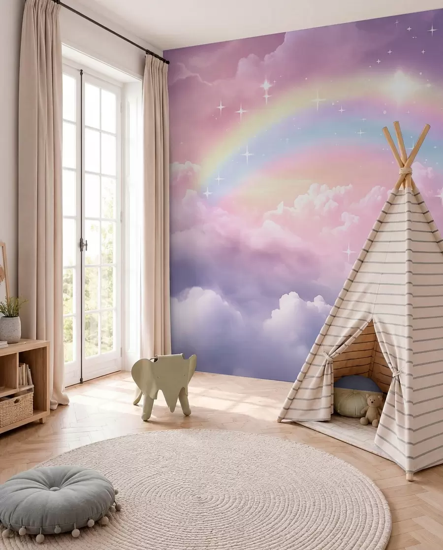 wall murals Rainbow in Lavender Clouds w04146