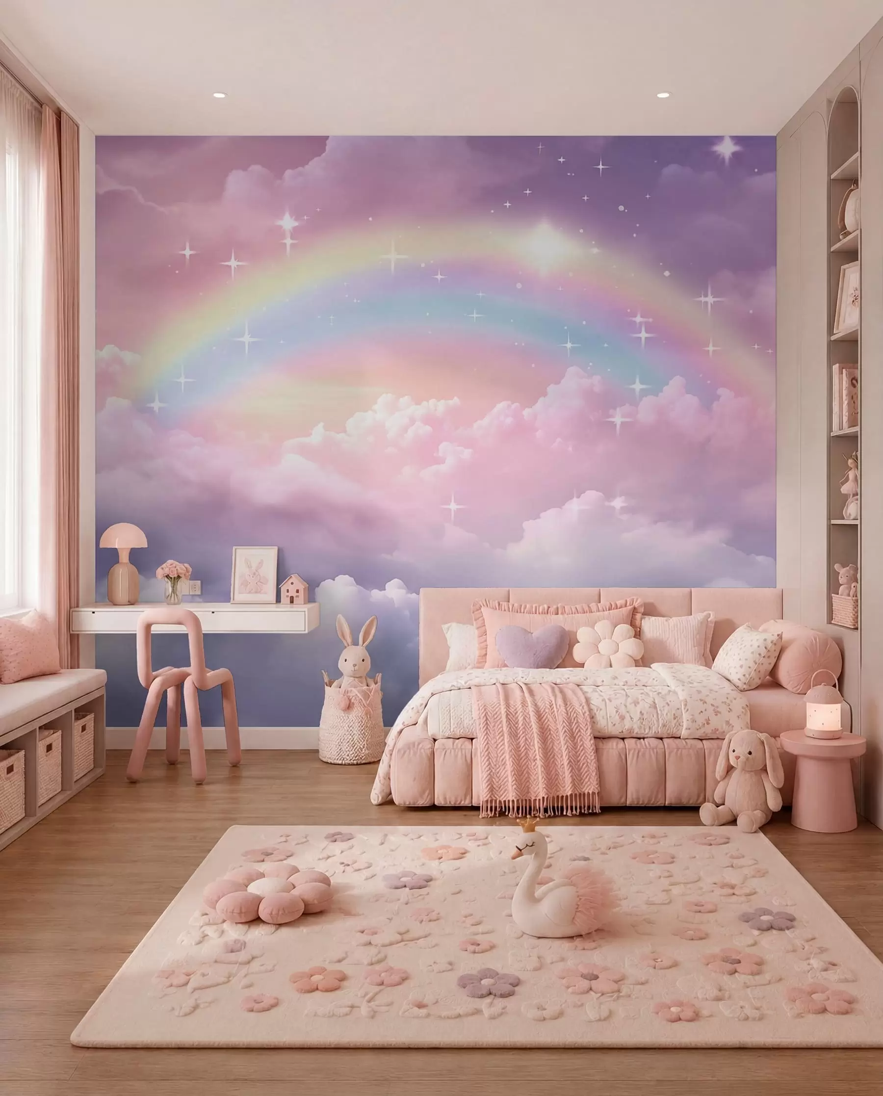 wall murals Rainbow in Lavender Clouds w04146
