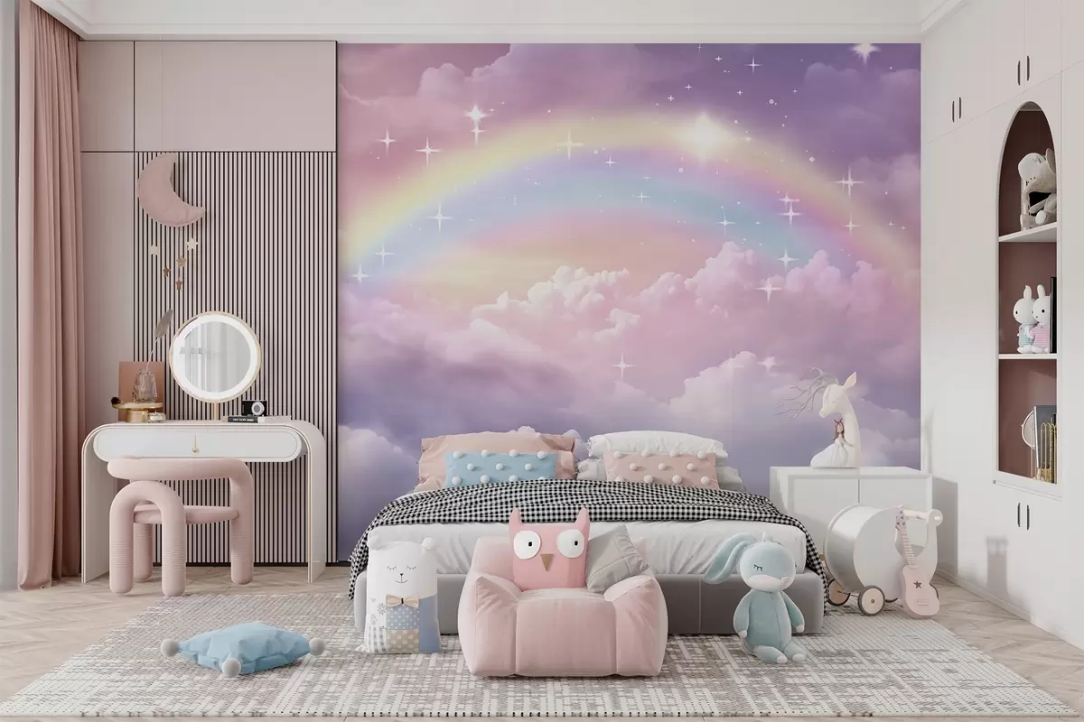 wall murals Rainbow in the clouds w04146