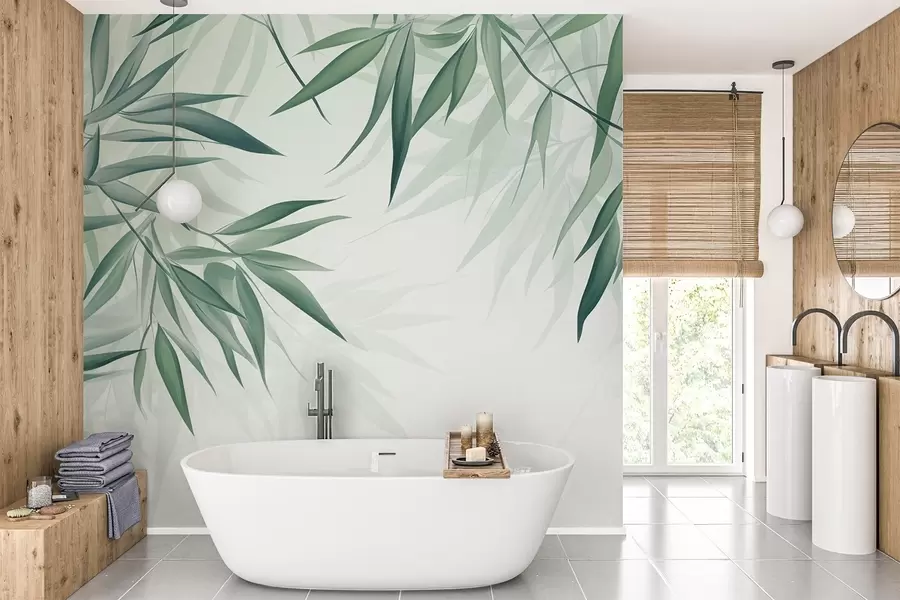 wall murals Bamboo leaves w04147