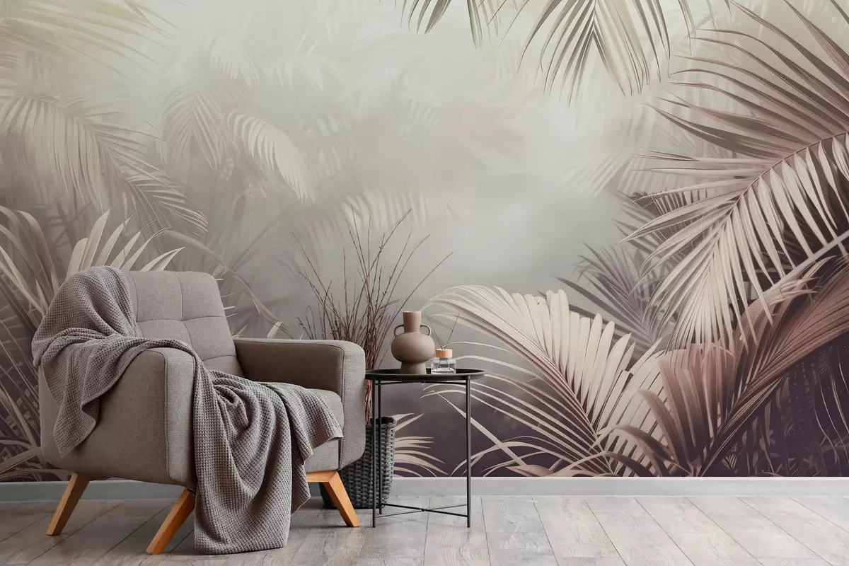 wall murals tropical jungle with a neutral shade w04142v1