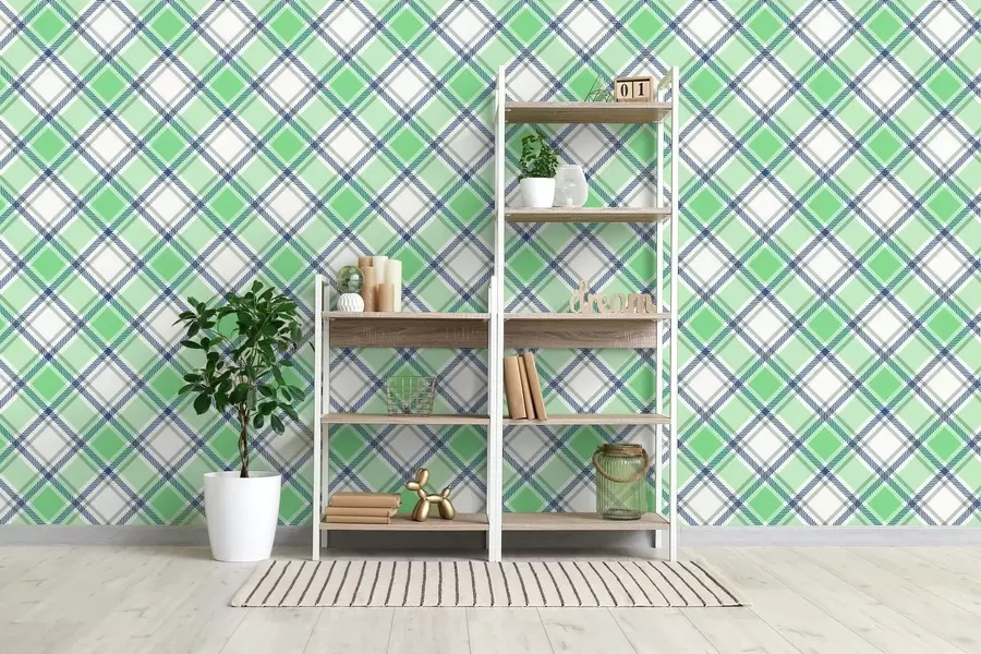 wall murals checkered pattern in green tones w04167v2