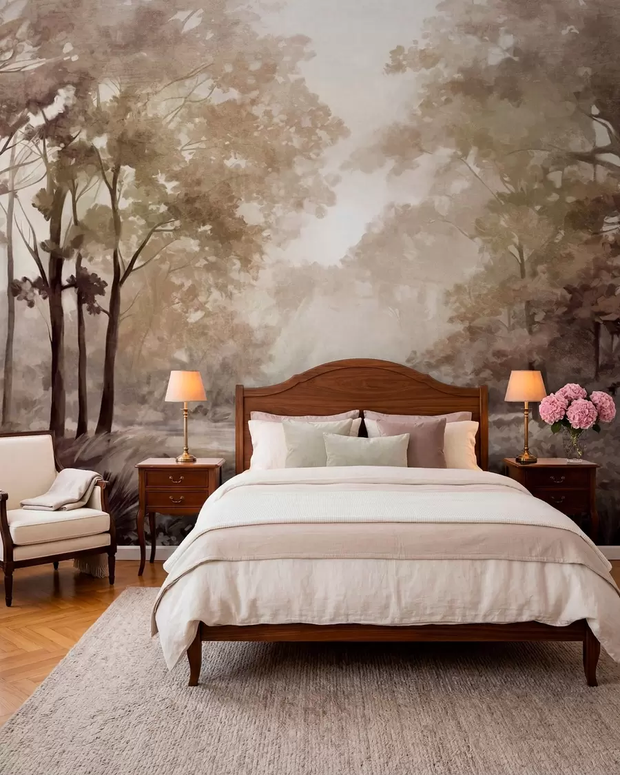 wall murals Forest in Warm Sepia w09210
