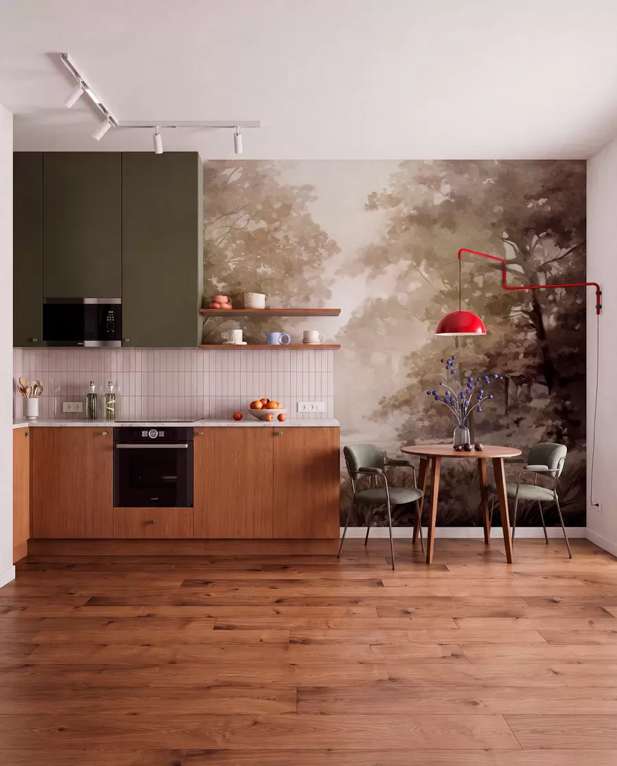 wall murals Forest in Warm Sepia w09210