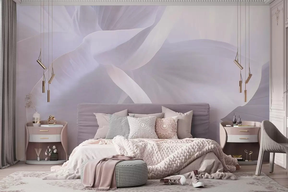 wall murals Abstract textured flower with delicate petals, soft lighting, elegant composition, minimalist aesthetic w09211