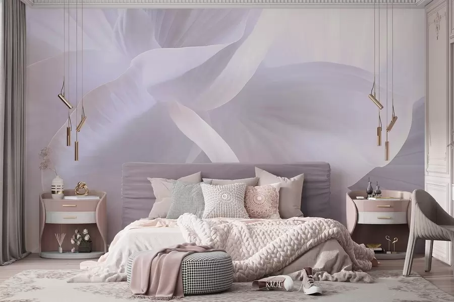wall murals Abstract textured flower with delicate petals, soft lighting, elegant composition, minimalist aesthetic w09211
