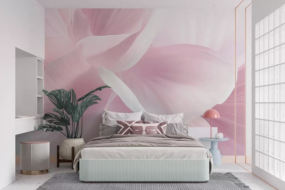 wall murals Abstract textured flower with delicate petals, soft lighting, elegant composition, minimalist aesthetic w09211v1