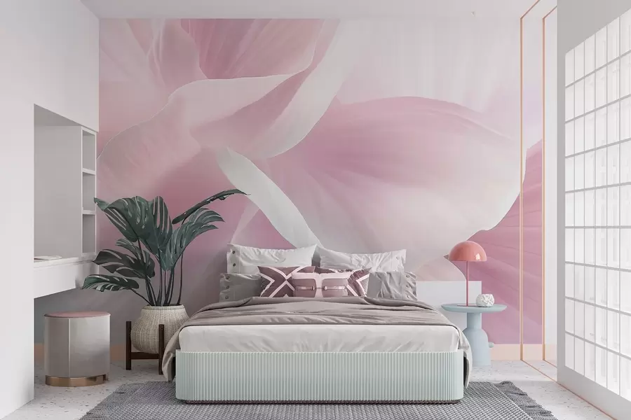 wall murals Abstract textured flower with delicate petals, soft lighting, elegant composition, minimalist aesthetic w09211v1