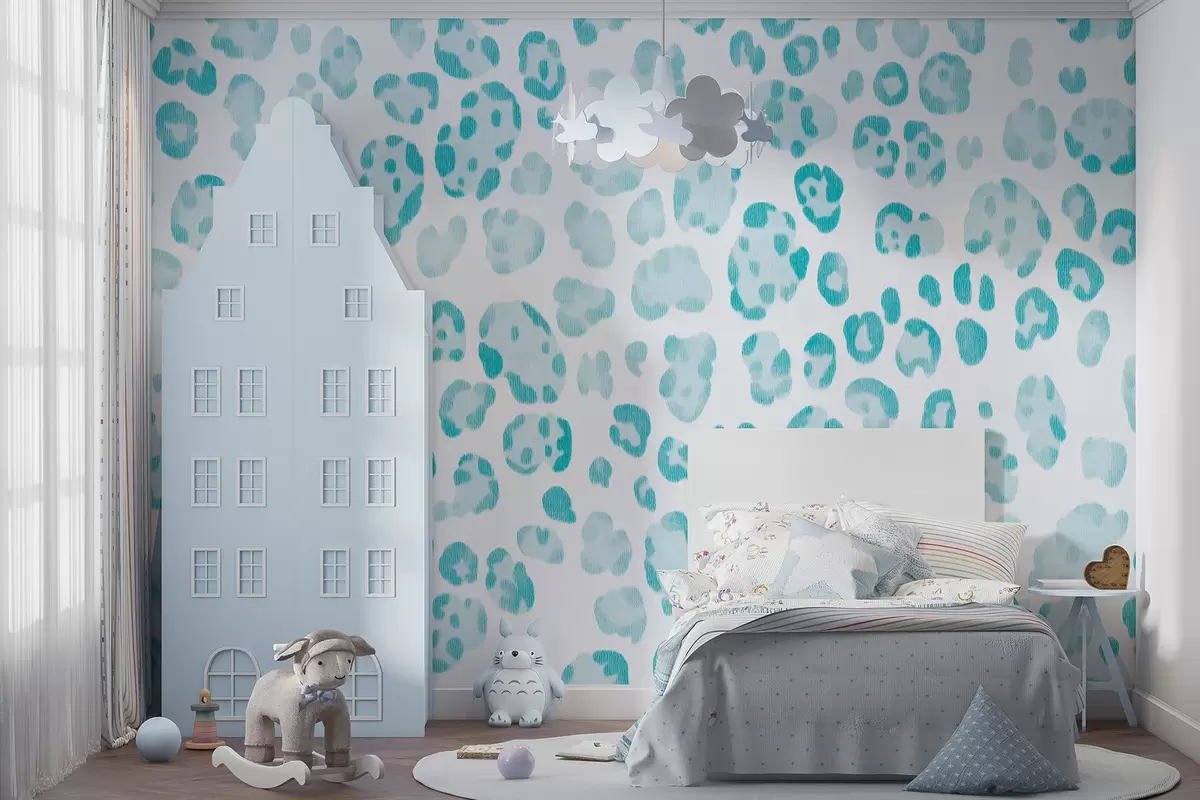 wall murals Leopard print, wool texture, blue color w04112