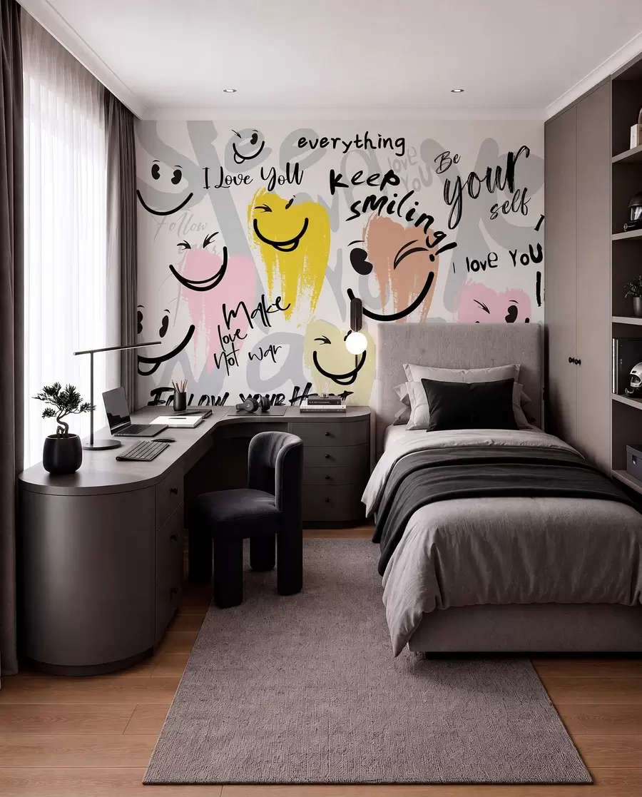 wall murals Emoticons and inscriptions w04174