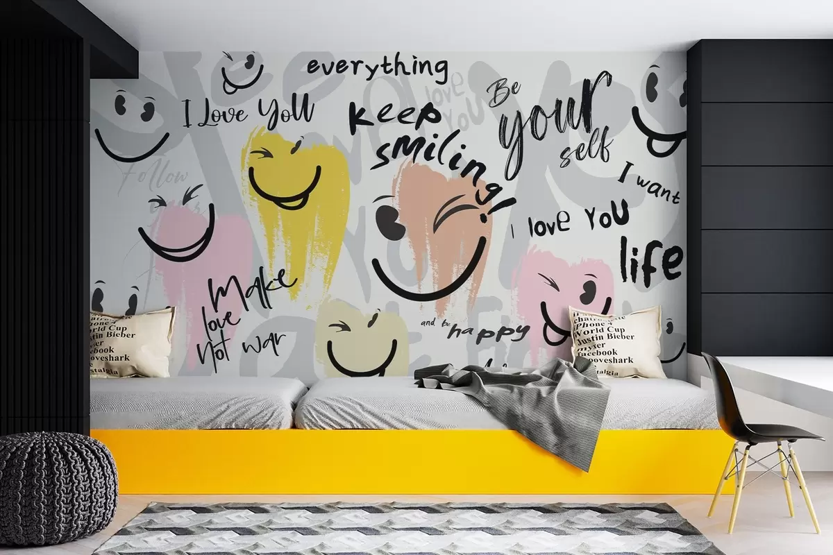 wall murals Emoticons and inscriptions w04174