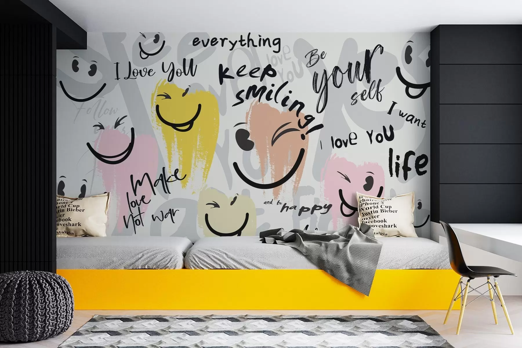 wall murals Emoticons and inscriptions w04174
