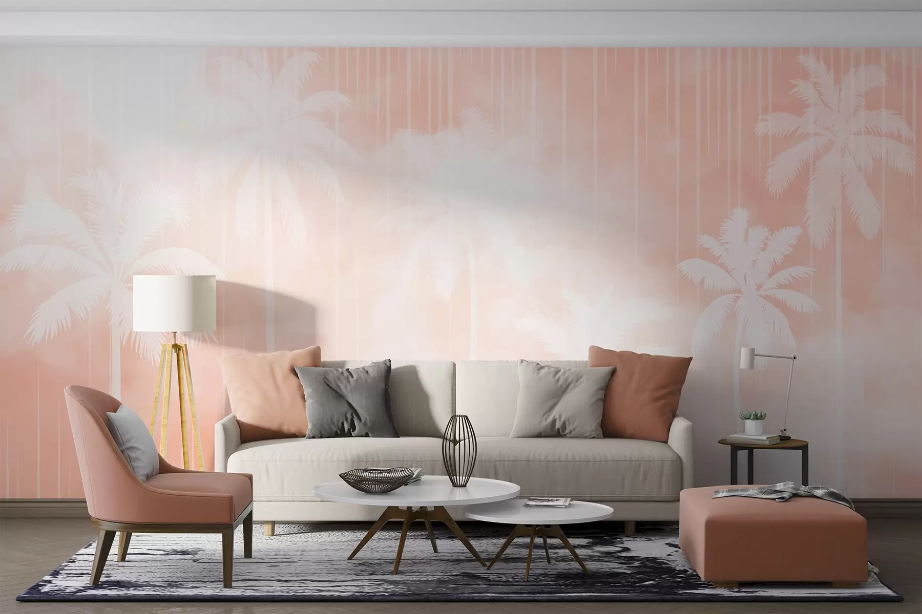 wall murals Fog with palm trees w04180
