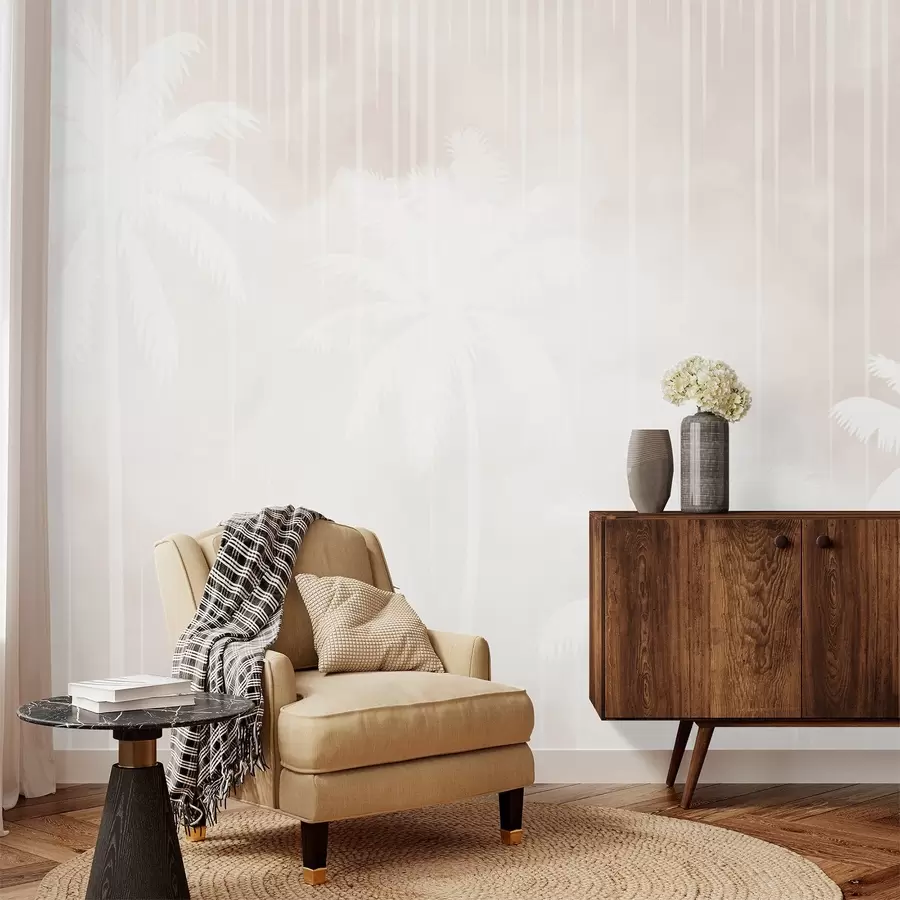 wall murals Fog with palm trees w04180v2