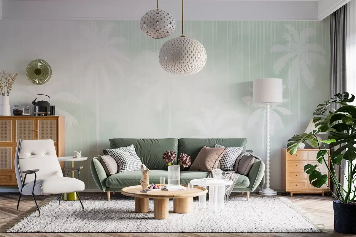 wall murals Fog with palm trees w04180v3