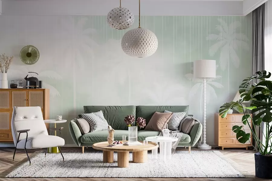 wall murals Fog with palm trees w04180v3