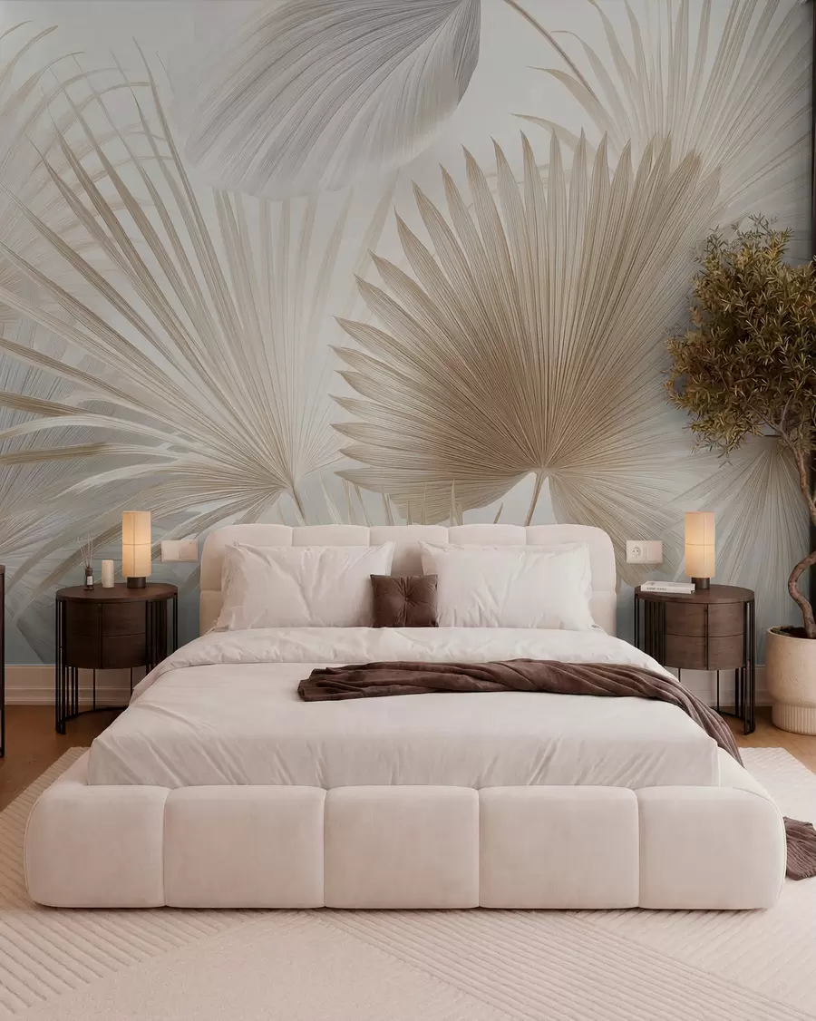 wall murals Pale Palm Fans w09084