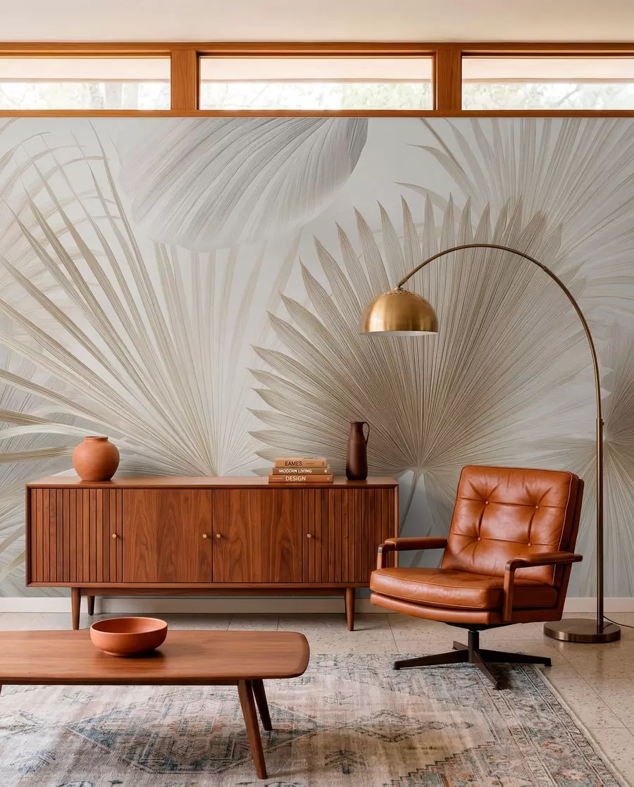 wall murals Pale Palm Fans w09084