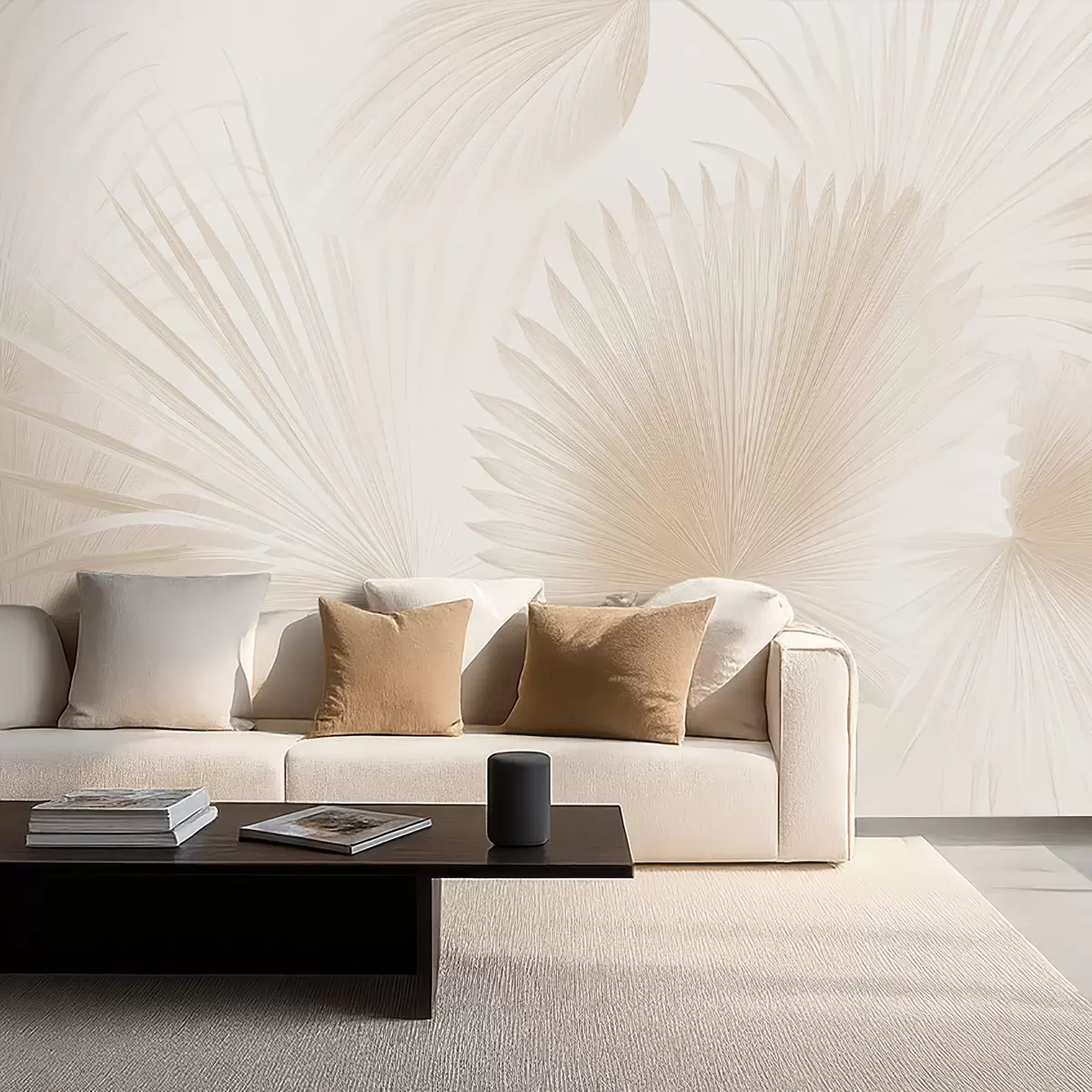 wall murals Soft tropical leaf fans on a light background w09084v1