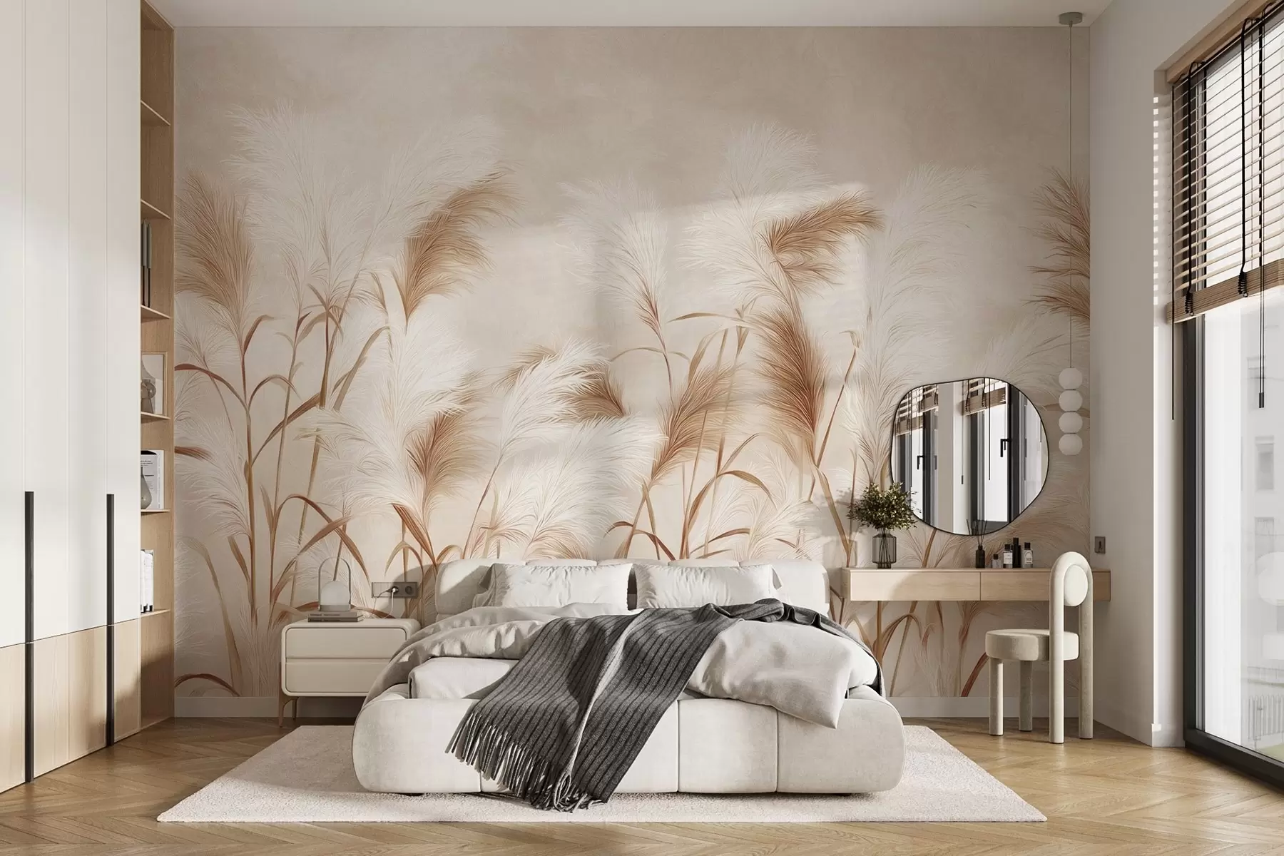 wall murals Elegant pampas grass blooms in soft beige and milky tones w09150v1