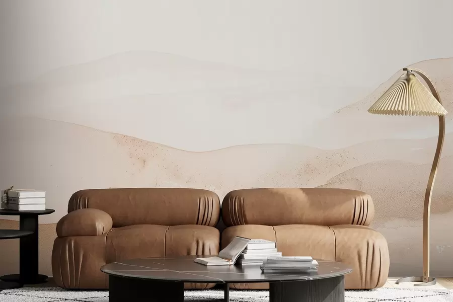 wall murals Watercolor-style mountains in light beige shades w09223