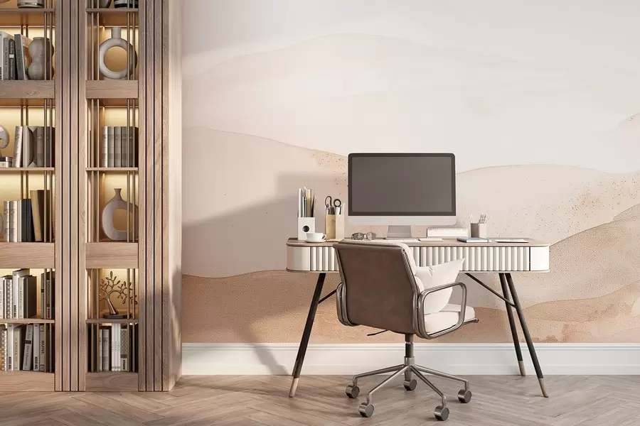 wall murals Watercolor-style mountains in light beige shades w09223