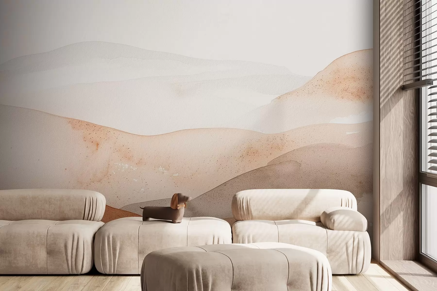 wall murals Mountains with warm-toned watercolor hill effect w09223v1