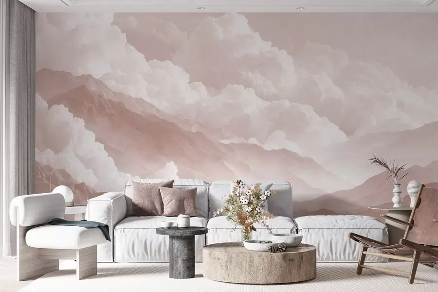 wall murals Soft mountain landscape in light powdery tones w09226v1