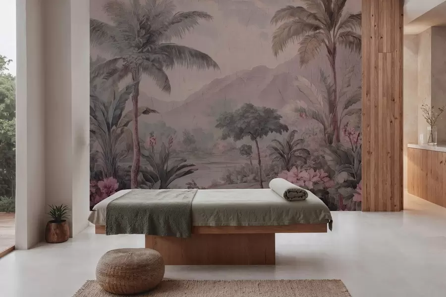 wall murals tropical jungle in retro style w04139