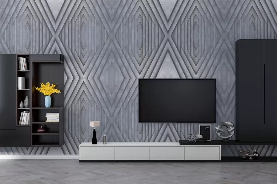 wall murals imitation of wooden panels in cold gray colors w04168v2