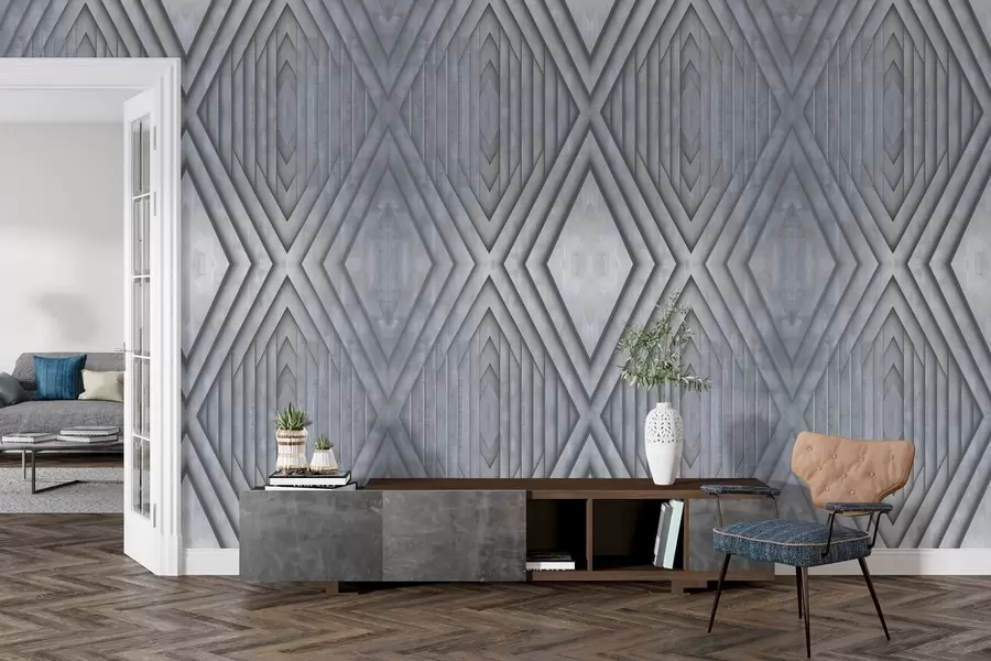wall murals imitation of wooden panels in cold gray colors w04168v2