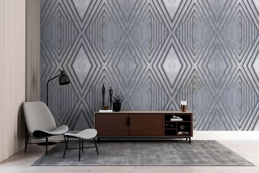wall murals imitation of wooden panels in cold gray colors w04168v2