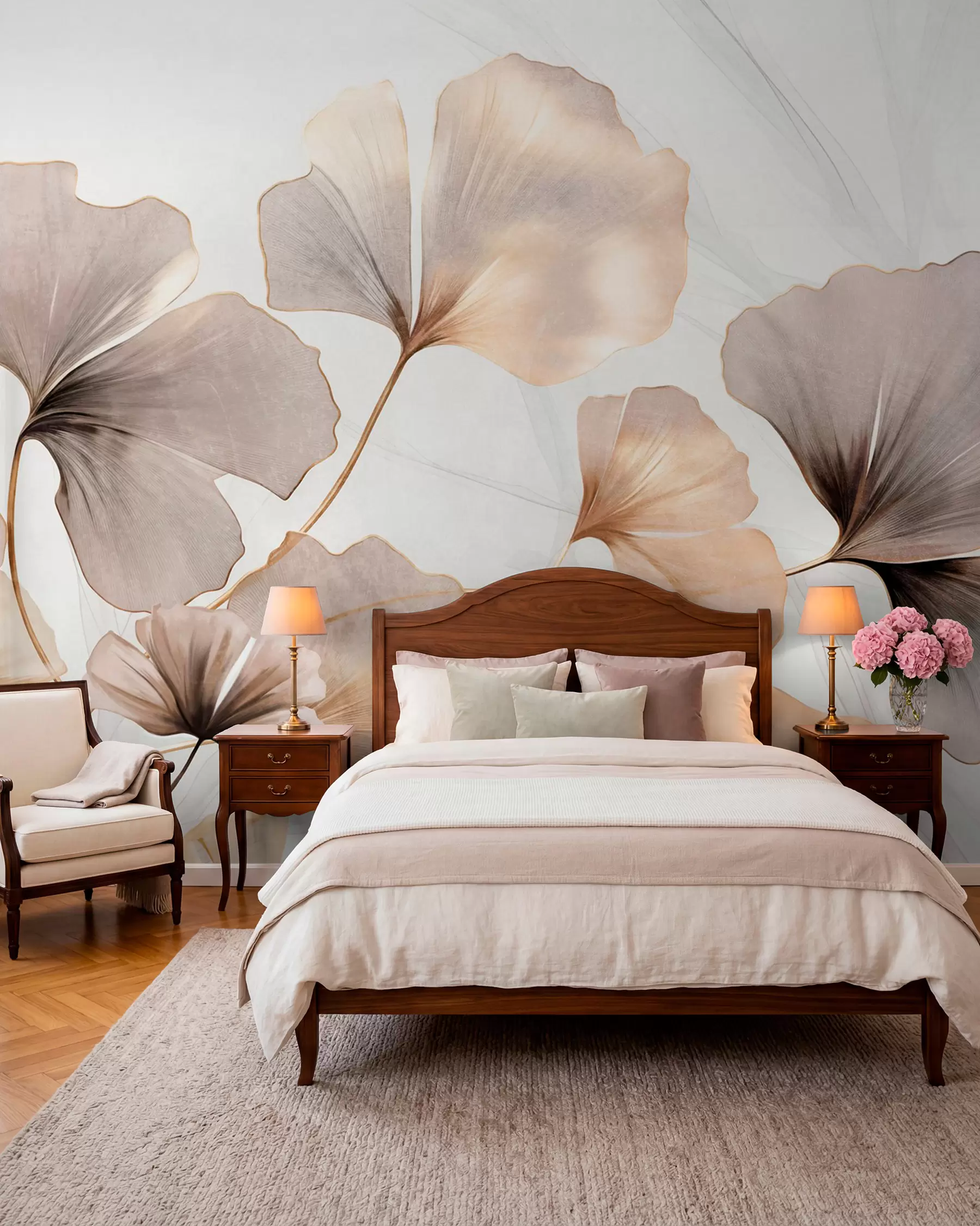 wall murals Ginkgo in Sand Tones w09215