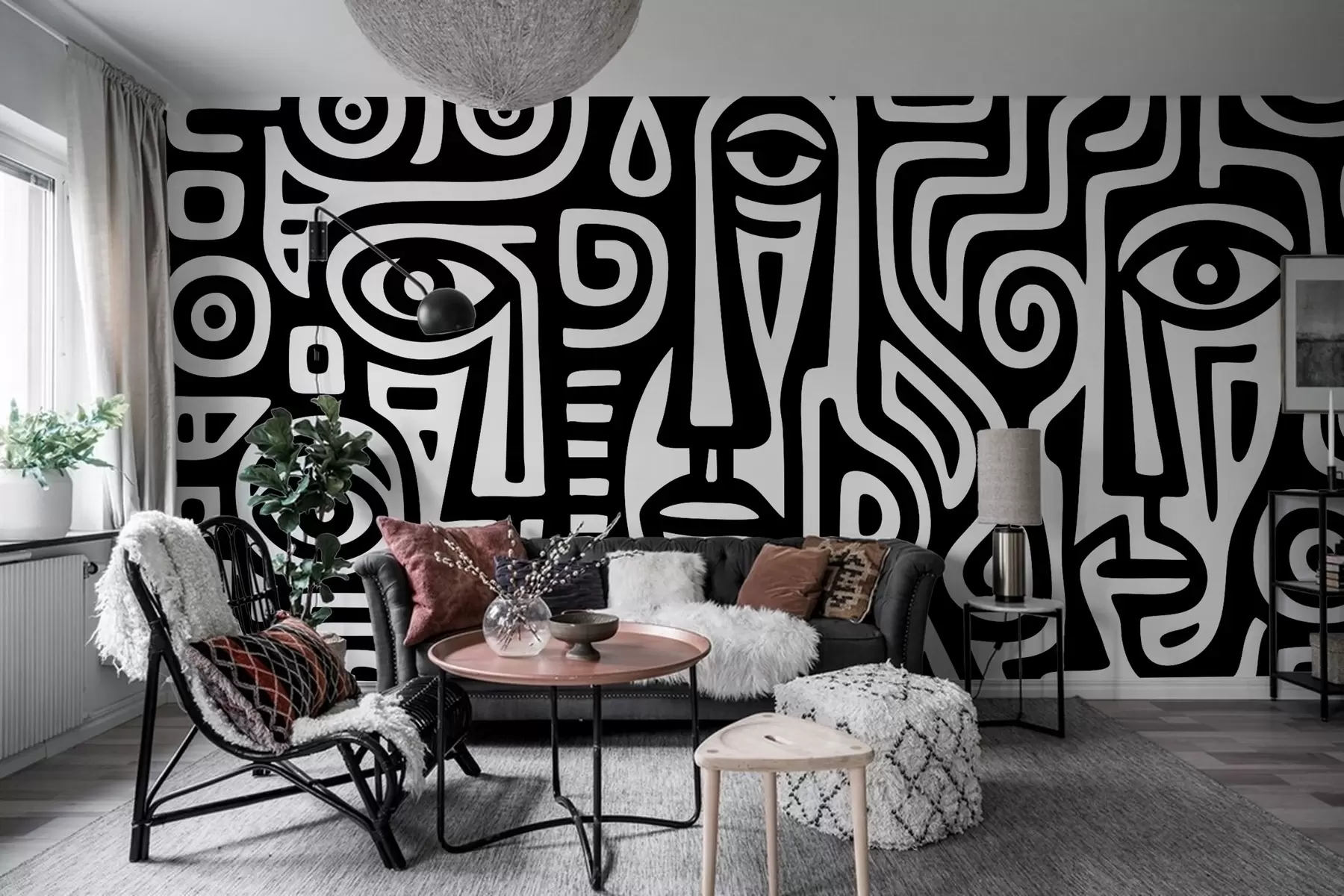 wall murals Stylized Facial Details w04186