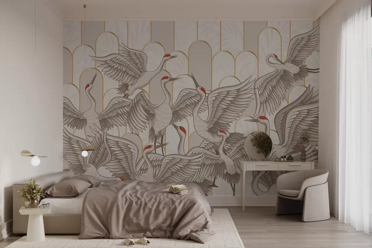 wall murals Birds & Vintage Arches w04193