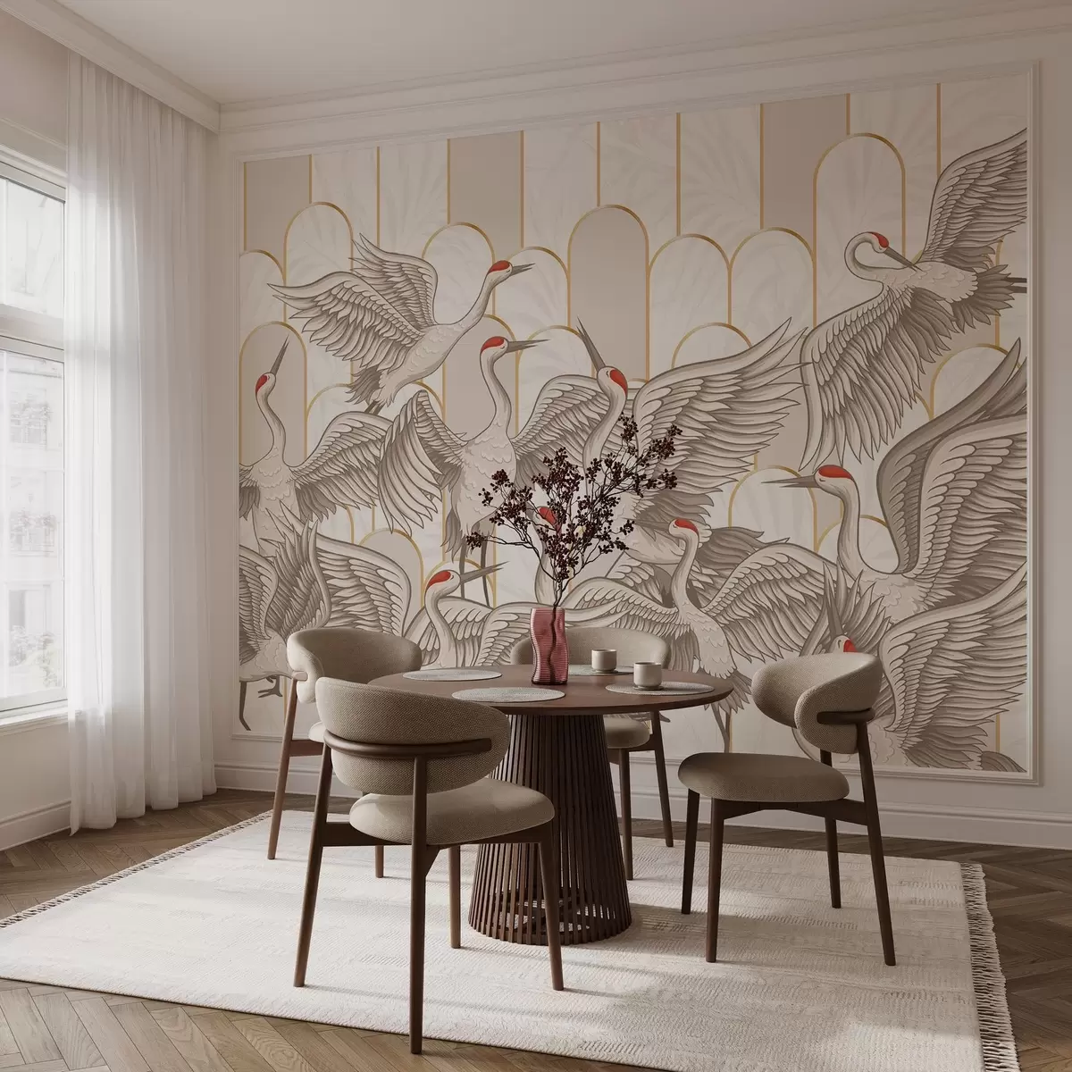 wall murals Birds & Vintage Arches w04193