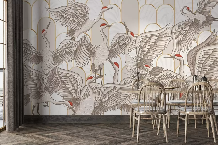 wall murals Birds & Vintage Arches w04193