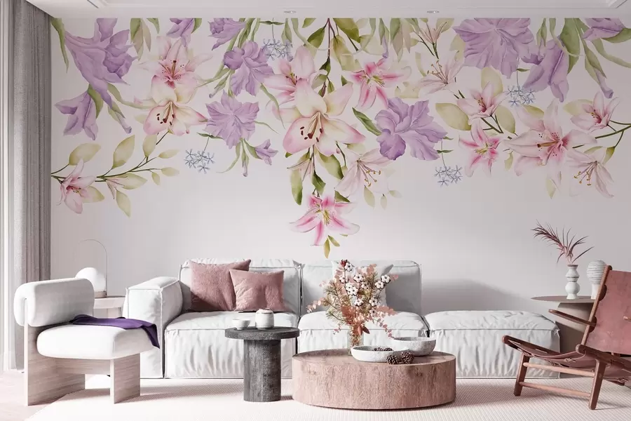 wall murals lilies hanging from the top w04210