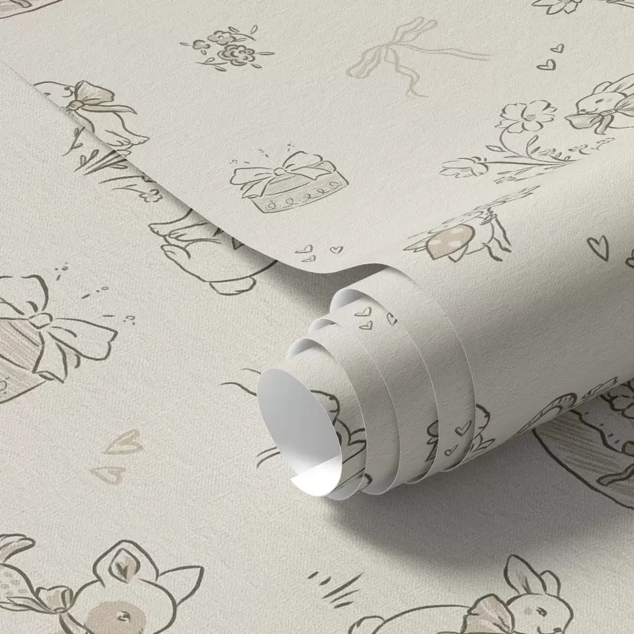 wall murals Cute forest scene with deer, rabbits and bees a00215