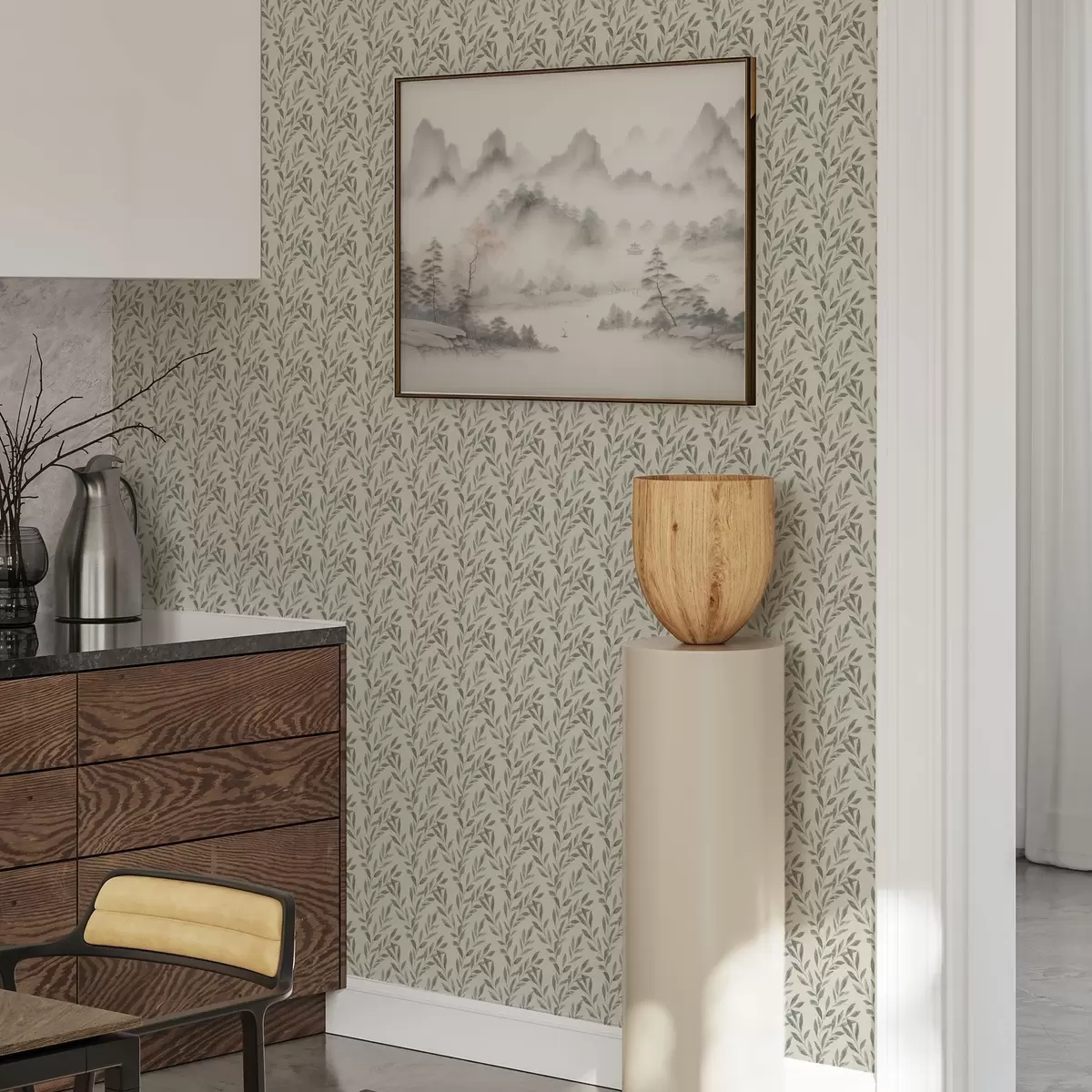 Wallpaper Neat olive branches on a light background a00243