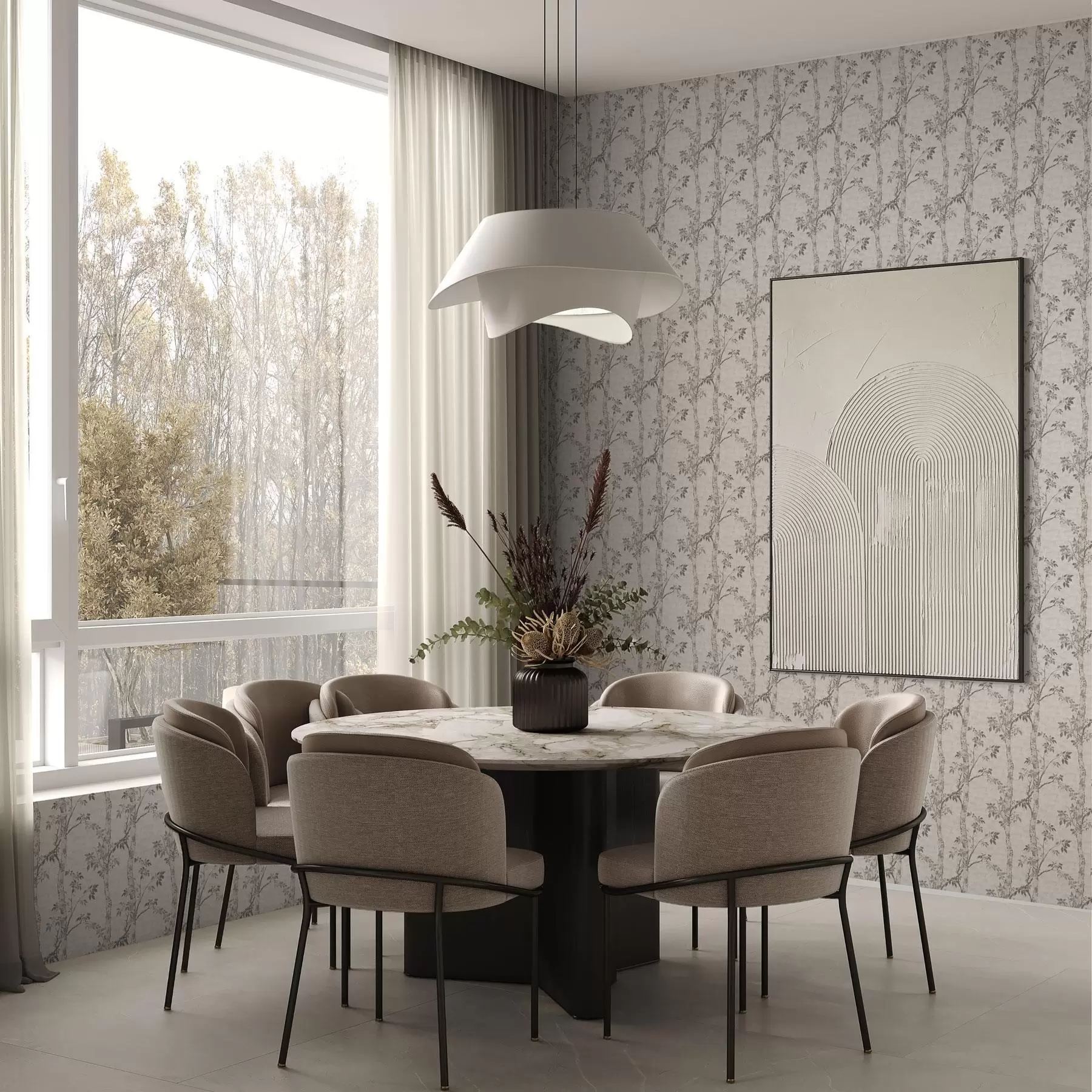 wall murals Birch branches with leaves, textured background a00257v1