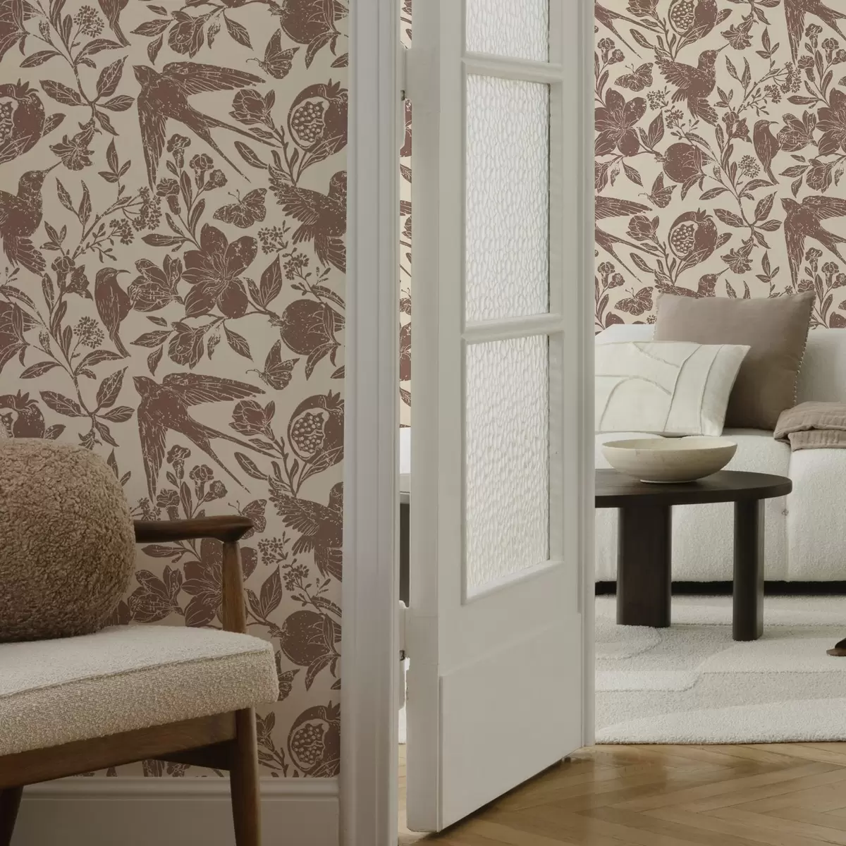 Wallpaper Birds, pomegranates and flowers in vintage style a00263